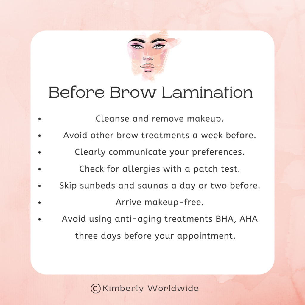 list of things to do before undergoing brow lamination